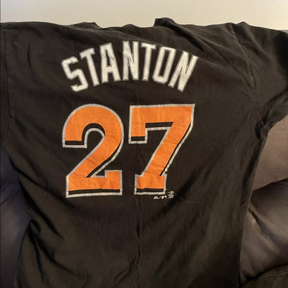 Miami Marlins black t-shirt Majestic Large mens Stanton #27